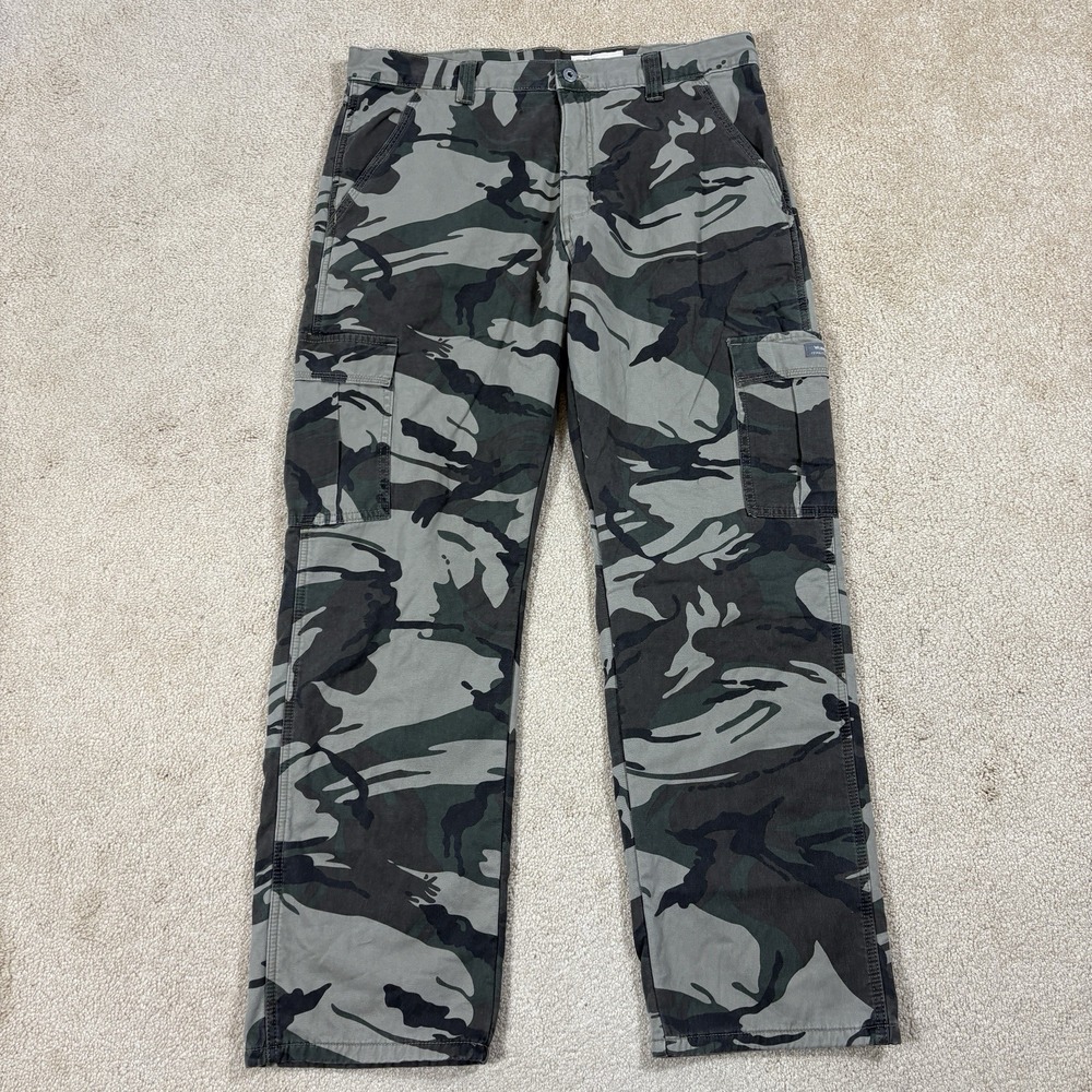 Utility Wrangler Relaxed Fit Camo Fleece Lined Cargo Pants Mens Size 36x32